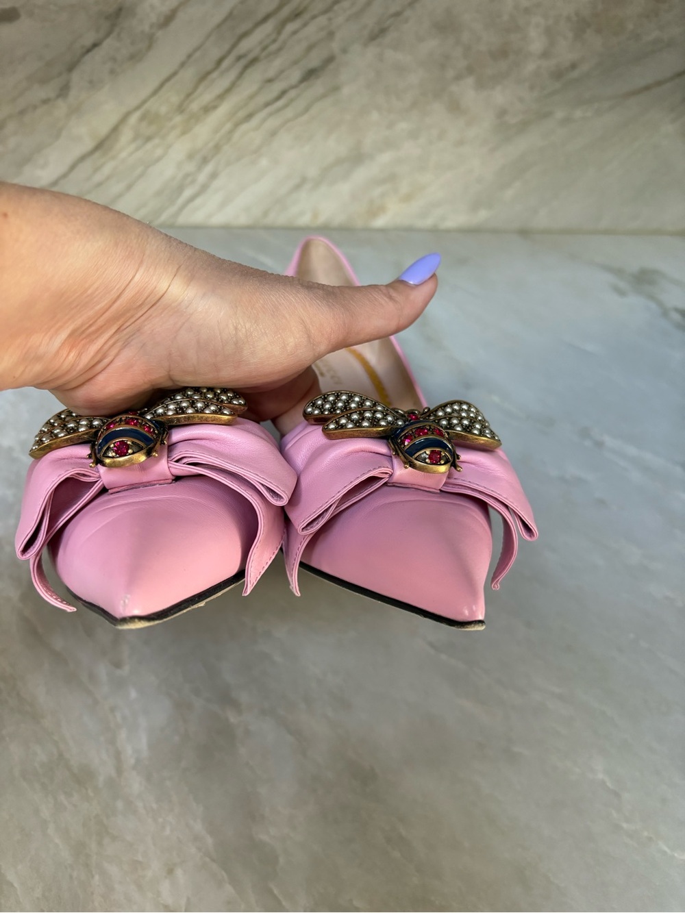 Gucci Queen Margaret Bee Bow sz 38.5 heels shoes - Picture 6 of 9